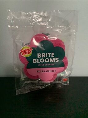Scotch Brite Bright Blooms Gentle Scrub Sponge Pink New